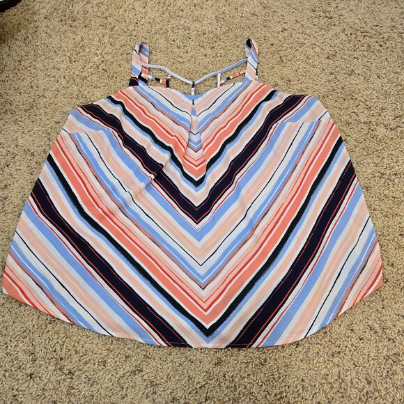 Maurices Red, Blue, Pink and White Striped Tank Top Size 2 - Picture 1 of 7